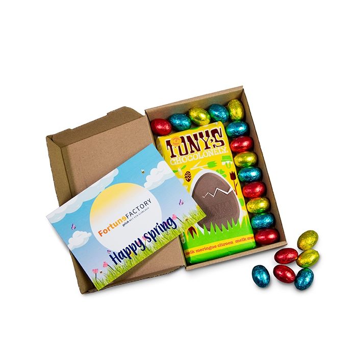 verzenddoosje met tony reep en eitjes kaart