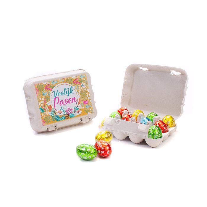 Mini eierdoosje met 12 paaseitjes
