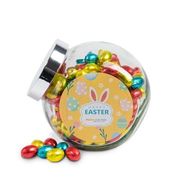 Grote snoeppot met paaseitjes