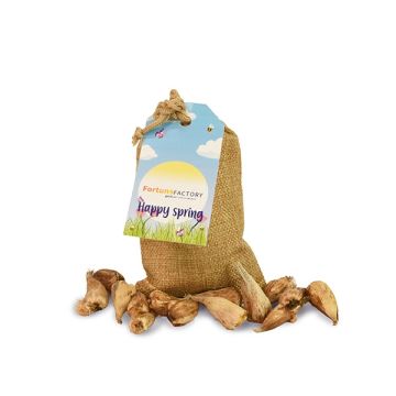 Jute zak met bollen medium met tag