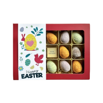 Gevulde paaseitjes met eigen logo