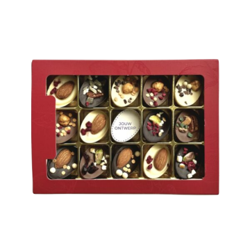 Luxe chocolade paaseitjes in geschenkdoos met eigen ontwerp