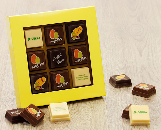 Een doosje paaspralines voor Dekra
